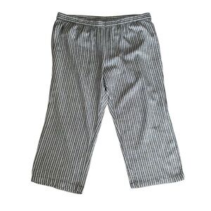Old Navy Blue Striped Linen Blend Cropped Pull On Pants Women’s Size XL